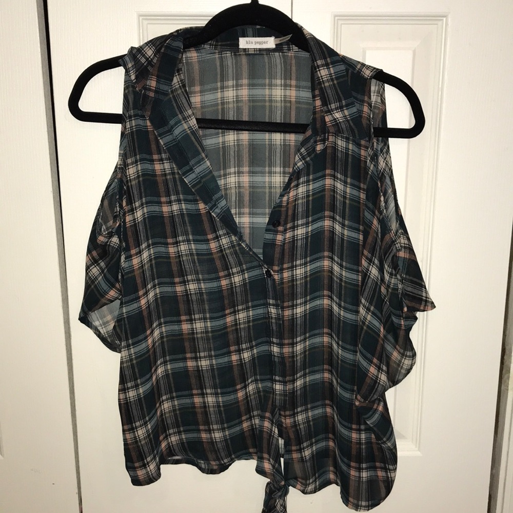 Adorable sheer plaid top